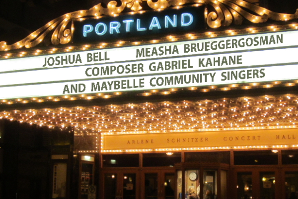 Front of Schnitz with names of performers